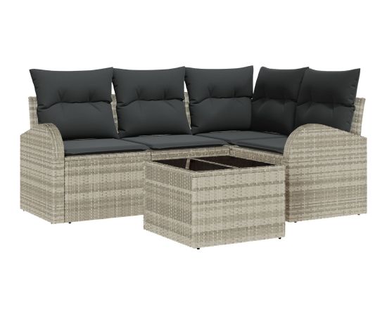 vidaXL 5-częściowy zestaw sof ogrodowych z poduszkami szary polirattan Dārza mēbeļu komplekti