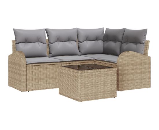 vidaXL 5-częściowy zestaw sof ogrodowych z poduszkami czarny polirattan Dārza mēbeļu komplekti