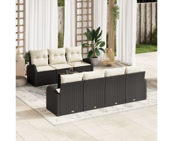 vidaXL 8 Częściowy Zestaw Sof Ogrodowych z Poduszkami Czarny Polirattan Dārza mēbeļu komplekti