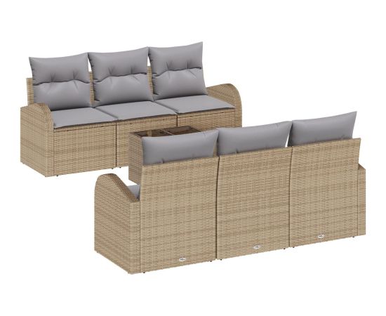 vidaXL Zestaw sof ogrodowych  7 sztuk z poduszkami Beżowy Polirattan Dārza mēbeļu komplekti