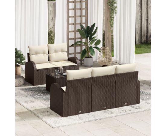 vidaXL Zestaw 6-częściowy kanapowy  z poduszkami brązowy polirattan Dārza mēbeļu komplekti