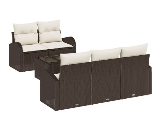 vidaXL Zestaw 6-częściowy kanapowy  z poduszkami brązowy polirattan Dārza mēbeļu komplekti