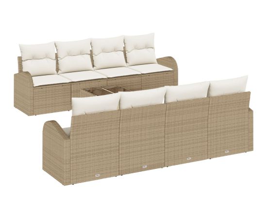 vidaXL Zestaw Sof Ogrodowych  9-częściowy z Poduszkami Beżowy Polirattan Dārza mēbeļu komplekti