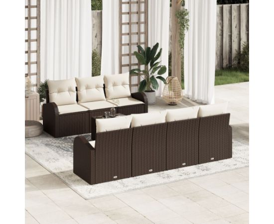 vidaXL 8-częściowy zestaw sof ogrodowych z poduszkami w brązowym polirattanie Dārza mēbeļu komplekti