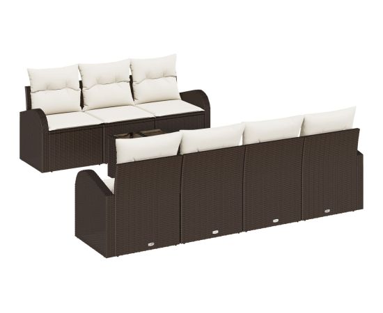 vidaXL 8-częściowy zestaw sof ogrodowych z poduszkami w brązowym polirattanie Dārza mēbeļu komplekti