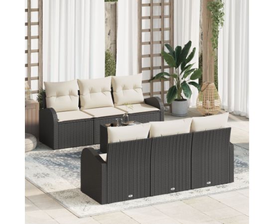 vidaXL 7 Częściowy Zestaw Sof Ogrodowych z Poduszkami Czarny Polirattan Dārza mēbeļu komplekti