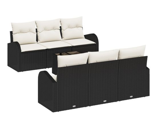 vidaXL 7 Częściowy Zestaw Sof Ogrodowych z Poduszkami Czarny Polirattan Dārza mēbeļu komplekti