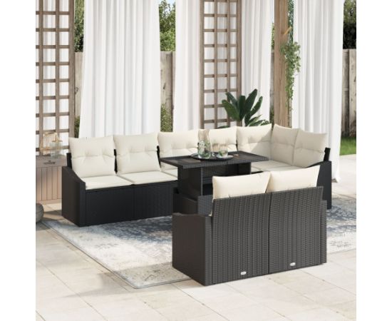 Vidaxl 9-elementowy zestaw sof ogrodowych z poduszkami czarny polirattan Dārza mēbeļu komplekti