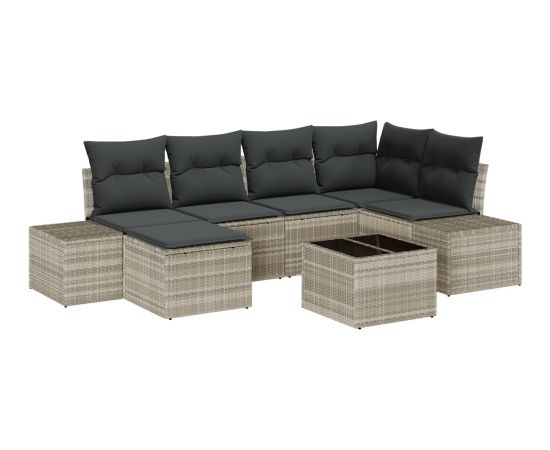 Vidaxl Zestaw sofy ogrodowej  7-elementowy z poduszkami szary polirattan Dārza mēbeļu komplekti