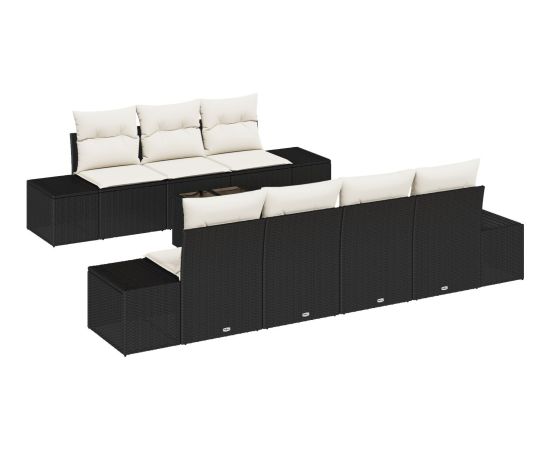 Vidaxl 8-częściowy zestaw sof ogrodowych z poduszkami Czarny polirattan Dārza mēbeļu komplekti