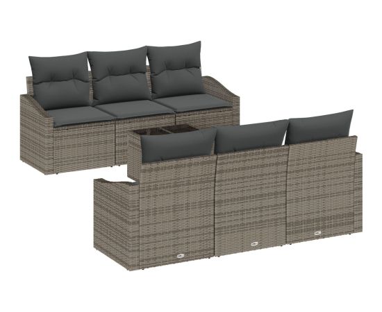 Vidaxl 7-elementowy zestaw sof ogrodowych z poduszkami Szary Polirattan Dārza mēbeļu komplekti