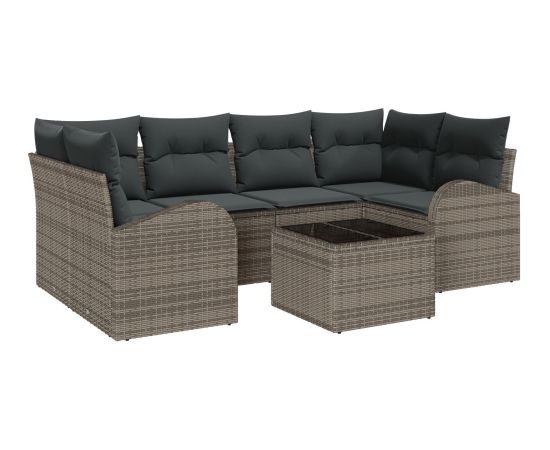 Vidaxl 7-częściowy zestaw sof ogrodowych z poduszkami szary polirattan Dārza mēbeļu komplekti