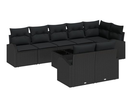 Vidaxl 9-częściowy Zestaw Sof Ogrodowych z Poduszkami Czarny Polirattan Dārza mēbeļu komplekti