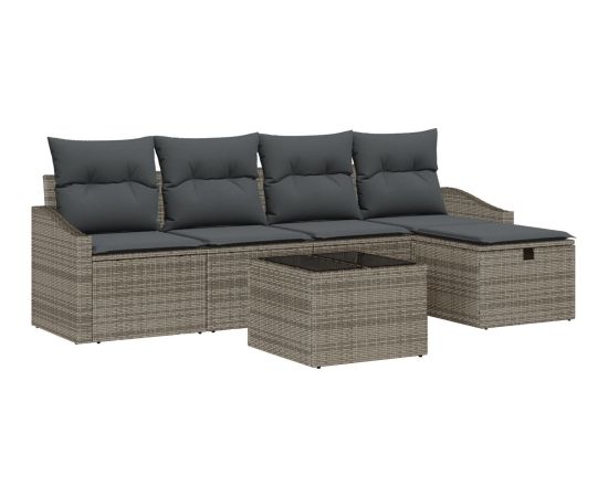 vidaXL 6-częściowy zestaw sof ogrodowych z poduszkami szary polirattan Dārza mēbeļu komplekti