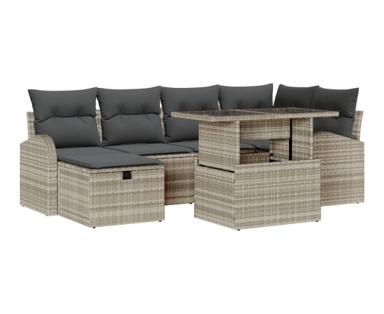 vidaXL Zestaw Sof Ogrodowych  z Poduszkami Jasnoszary Polirattan Dārza mēbeļu komplekti