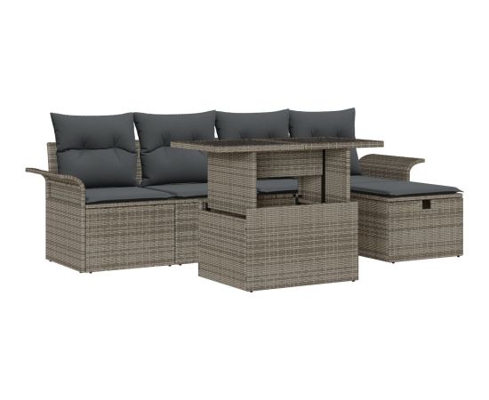 vidaXL 6 Częściowy Zestaw Sof Ogrodowych z Poduszkami Szary Polirattan Dārza mēbeļu komplekti