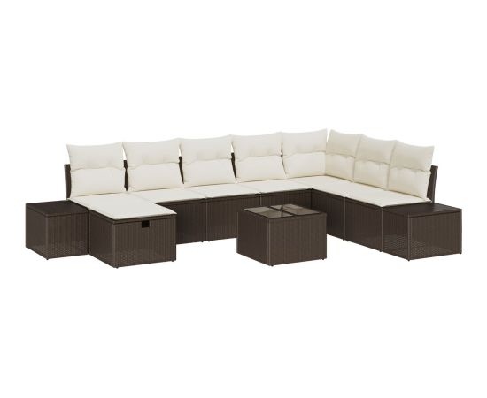 vidaXL Zestaw Sofy Ogrodowej  w 9 częściach z Poduszkami Brązowy Polirattan Dārza mēbeļu komplekti