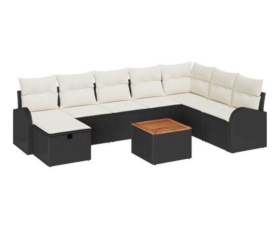 vidaXL Zestaw Sofów Ogrodowych  9 części z poduszkami Czarny Polirattan Dārza mēbeļu komplekti