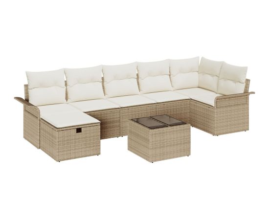 vidaXL 8-częściowy zestaw sof ogrodowych z poduszkami w kolorze beżowym Dārza mēbeļu komplekti