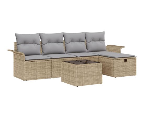 vidaXL 6-częściowy zestaw sof ogrodowych z poduszkami beżowy polirattan Dārza mēbeļu komplekti