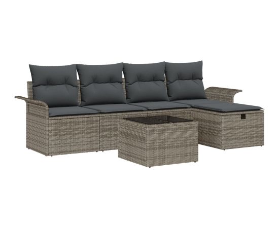 vidaXL 6-częściowy zestaw sof ogrodowych z poduszkami szary polirattan Dārza mēbeļu komplekti