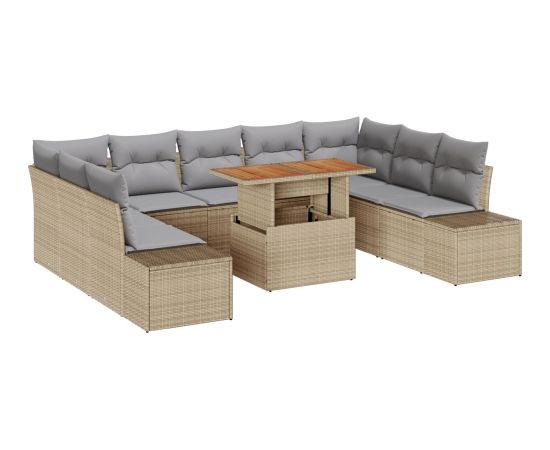 vidaXL Zestaw Sofowy 10 Częściowy z Poduszkami Beżowy Rattan Dārza mēbeļu komplekti
