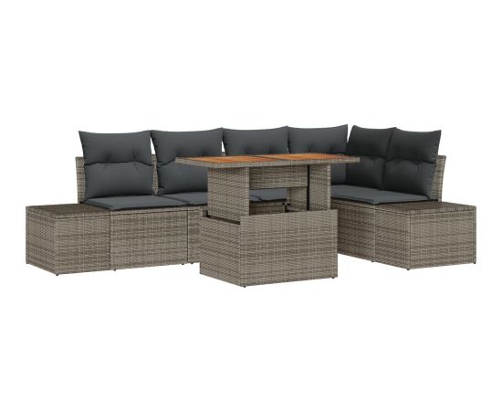 vidaXL 6-częściowy zestaw sof ogrodowych z poduszkami Szary Polirattan Dārza mēbeļu komplekti