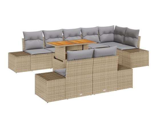 vidaXL 9-częściowy zestaw sof ogrodowych z poduszkami Beżowy Polirattan Dārza mēbeļu komplekti