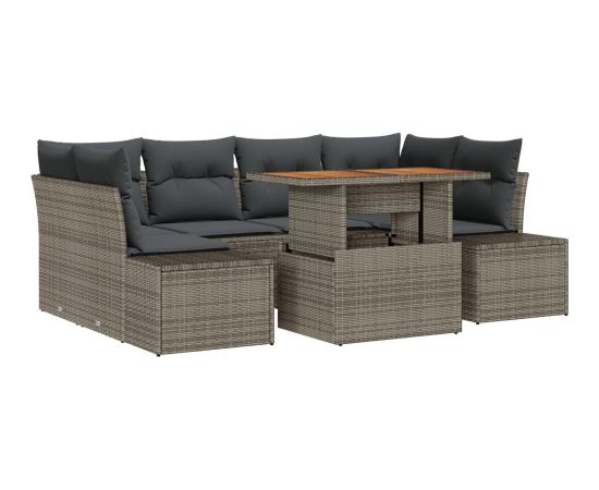 vidaXL Zestaw Sofy Ogrodowej  z poduszkami Szary Polirattan Dārza mēbeļu komplekti