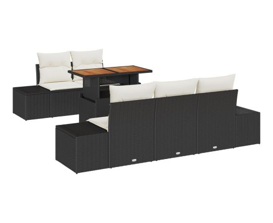 vidaXL 6-częściowy zestaw sof ogrodowych z poduszkami czarny poli rattan Dārza mēbeļu komplekti