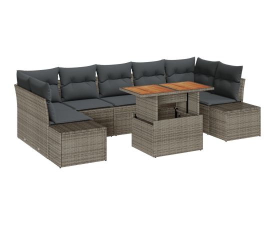 vidaXL 8 Częściowy Zestaw Sofowy Ogrodowy z Poduszkami Szary Poli Rattan Dārza mēbeļu komplekti