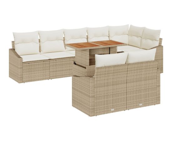 vidaXL 9-częściowy zestaw sof ogrodowych z poduszkami Beżowy Polirattan Dārza mēbeļu komplekti