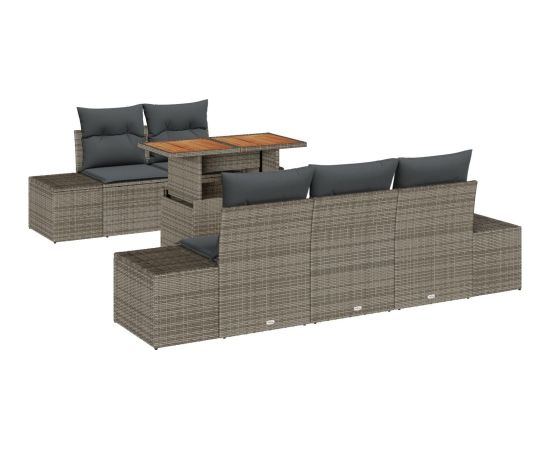 vidaXL Zestaw sof ogrodowych 6-częściowy z poduszkami Szary Polirattan Dārza mēbeļu komplekti