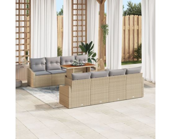 vidaXL Zestaw Sof Ogrodowych  7 Części z Poduszkami Beżowy Rattan PE Dārza mēbeļu komplekti