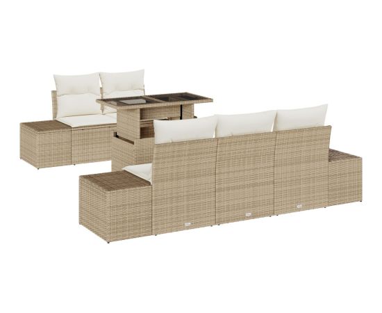 vidaXL Zestaw kanapowy  w 6 częściach z poduszkami Beżowy Polirattan Dārza mēbeļu komplekti