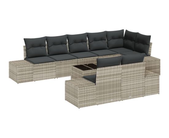 vidaXL Zestaw sof ogrodowych  w 9 częściach z poduszkami szary polirattan Dārza mēbeļu komplekti