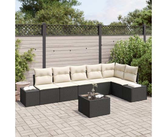 vidaXL Zestaw sof ogrodowych  6 części z poduszkami Brown Poly Rattan Dārza mēbeļu komplekti