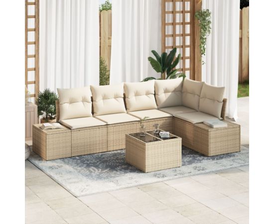 vidaXL 6-elementowy zestaw sofy ogrodowej z poduszkami w brązowym polirattan Dārza mēbeļu komplekti