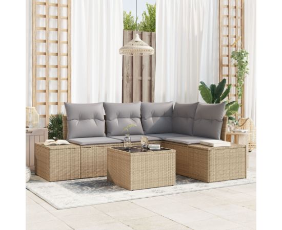 vidaXL 5-częściowy zestaw sofy ogrodowej z poduszkami czarnej poly rattan Dārza mēbeļu komplekti