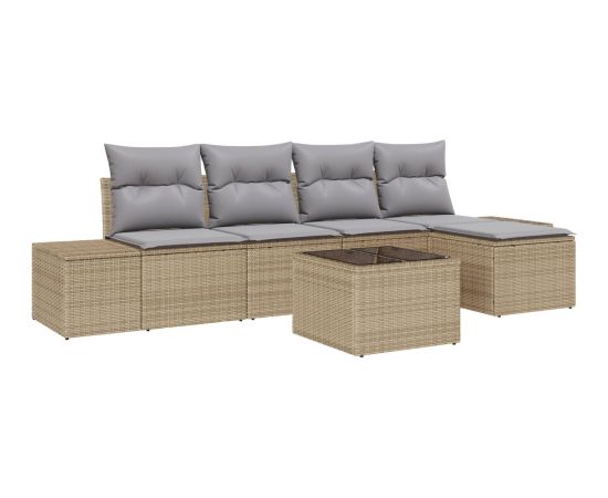 vidaXL Zestaw 6-częściowy sof ogrodowych z poduszkami Czarny Polirattan Dārza mēbeļu komplekti