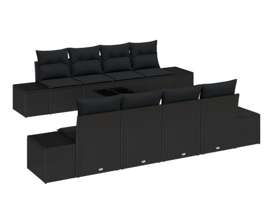 vidaXL 7-częściowy zestaw sof ogrodowych z poduszkami Czarny Polirattan Dārza mēbeļu komplekti