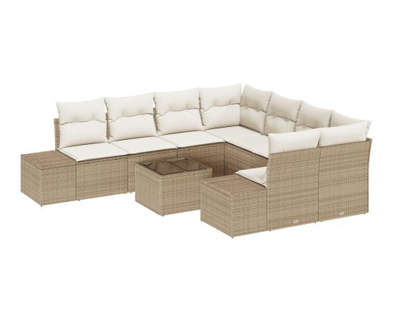 vidaXL 9-częściowy zestaw sof ogrodowych z poduszkami beżowy polirattan Dārza mēbeļu komplekti