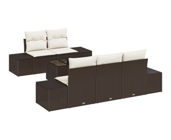 vidaXL Zestaw sof ogrodowych  w 6 częściach z poduszkami Brązowy Poli Rattan Dārza mēbeļu komplekti