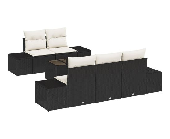 vidaXL Zestaw sof ogrodowych  6-częściowy z poduszkami czarny polirattan Dārza mēbeļu komplekti