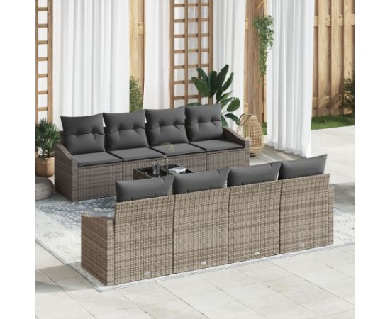 vidaXL Zestaw Sofowy  7 Elementów z Poduszkami Szary Polirattan Dārza mēbeļu komplekti