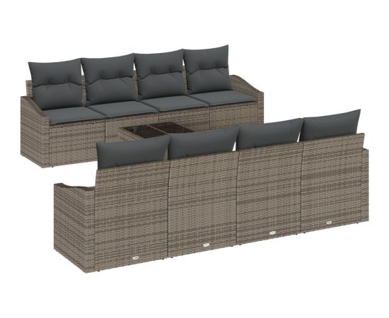 vidaXL Zestaw Sofowy  7 Elementów z Poduszkami Szary Polirattan Dārza mēbeļu komplekti