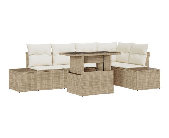 vidaXL 6-częściowy zestaw sof ogrodowych  z poduszkami beżowy polirattan Dārza mēbeļu komplekti