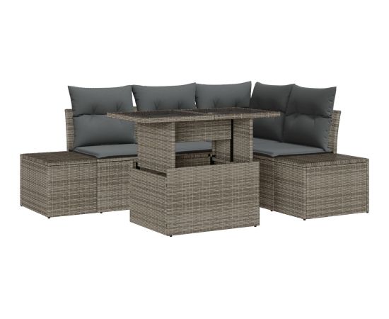 vidaXL 5-częściowy zestaw sof ogrodowych z poduszkami szary polirattan Dārza mēbeļu komplekti