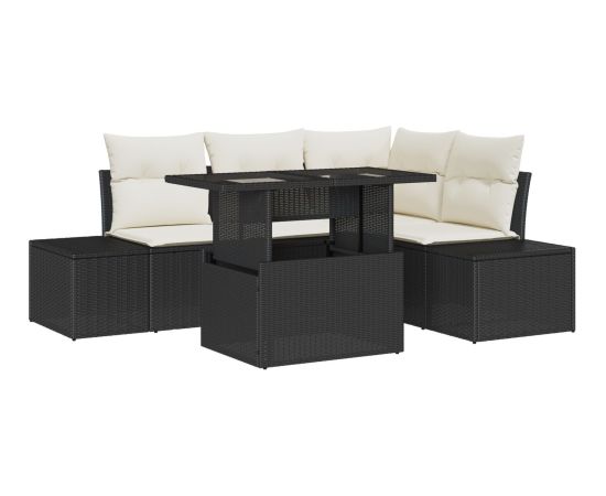 vidaXL Zestaw sof ogrodowych 5-częściowy z poduszkami czarny polirattan Dārza mēbeļu komplekti