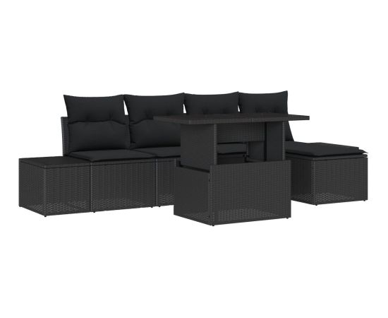 vidaXL Czarny 6-częściowy Zestaw Sofy Ogrodowej z Poduszkami Dārza mēbeļu komplekti